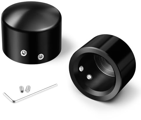 Benlari CNC Front Axle Nut Covers fit for Harley, Black Axle Nut Caps Compatible with Harley Davidson Touring Sportster Trike Dyna Softail Street Glide Road King Iron 883 Fat Boy 2002-2023