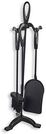 HERSIG - Set de Chimenea - Utensilios Chimenea de Leña con Soporte - Juego de 3 Accesorios de Forja -Pala, Escoba y Atizador - Accesorios Estufa y Chimeneas Leña