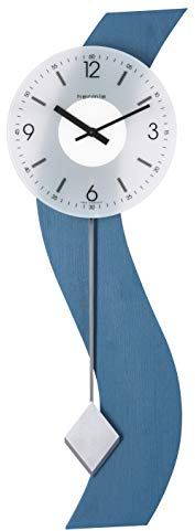 Hermle 71004-Q72200 Schlichte Wanduhr mit Pendel, Blau, 70cm x 23cm x 6cm