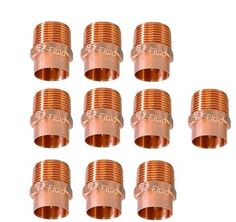 (10pcs) EZ-FLUID Plumbing 3/4 C X MIP LF Copper Male NPT Adapter Pressure Copper Fittings,Sweat Solder Connection for Residential,Commercial Tube Pipe
