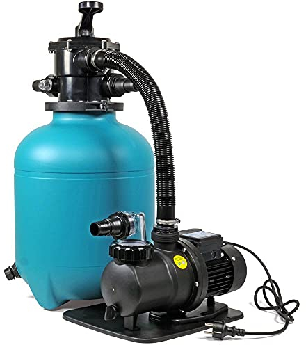 POOL Total Sandfilter Trinidad - 4,8 m³/h Sandfilteranlage mit Ø 356 mm Kessel für Pools bis max. 20 m³ Selbstansaugende Filterpumpe mit Vorfilter 6 Wege Top-Mount-Ventil Pool Schwimmbad Filter