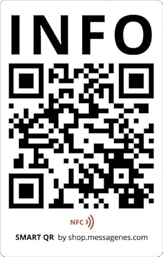 MESSAGENES | 1 x INFO Aufkleber mit NFC und QR vorgedruckt, programmierbar | Verbinden Sie den Aufkleber mit der gewünschten URL schnell und einfach