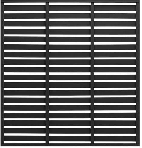 Gecheer staketelement utan stolpar, trädgårdsstaket, smyckesstaket, staketpanel, lamellstaket, insynsskyddsstaket, vindskydd, WPC 180 x 180 cm svart