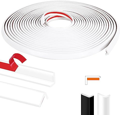 Kikerike Fliesenkantenverkleidung zum Abziehen und Aufkleben, 7,6 m, L-Form, Außenecke, Vinyl-Außenkante, Zierleiste für Badezimmer, Spritzschutz, Duschwand, Möbeldekoration, Weiß, 7,6 m (weiß)