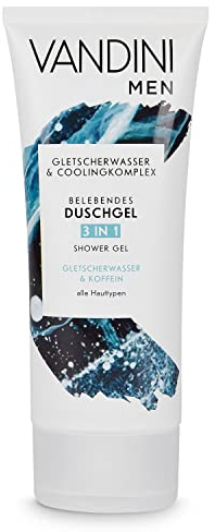 VANDINI 3in1 Duschgel für Männer Gletscherwasser & Koffein 200 ml - Herren Duschgel vegan für alle Hauttypen geeignet - Duschgel Männer, Herrenduschgel, Shower Gel, Männerduschgel, Duschgel men