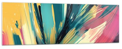 ARTTOR Bilder auf Glas 160x50cm Wandbild Glasdruck Abstrakt - 5856 | Abstraktionismus Hallo Modern Panorama Groß XXL Modern Dekoration Wohnzimmer Schlafzimmer Küche Wanddeko Kunstdruck ARTTOR