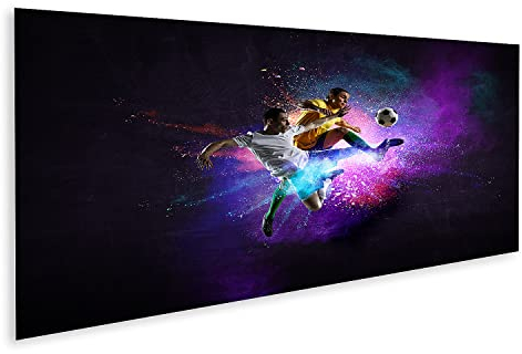 islandburner Prime Bild auf Leinwand Junge der Fußball spielt und den Ball trifft Junge der Fußball spielt Bilder Wandbilder Poster