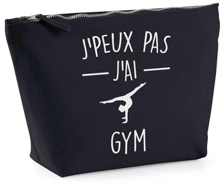 Planetee Trousse Noir Gym J'peux Pas - Pochette de Toilette Maquillage Cadeau Femme Homme Anniversaire ou Noël