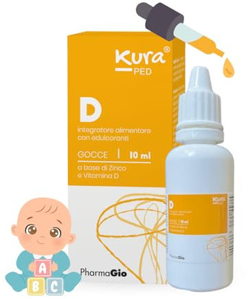 KURA PED D Integratore Alimentare per Neonati - Zinco e Vitamina D - Integratore Sistema Immunitario e Supporto Ossa - Vitamina D Gocce - 10 ml