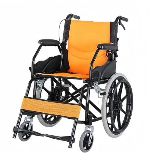 Leicht Faltbar Rollstuhl mit Trommelbremse, Reiserollstuhl für Behinderte, Leichtgewicht Schmal Rollstühle mit Selbstantrieb, Belastbarkeit 150 kg, Sitzbreite 44.5 cm 4
