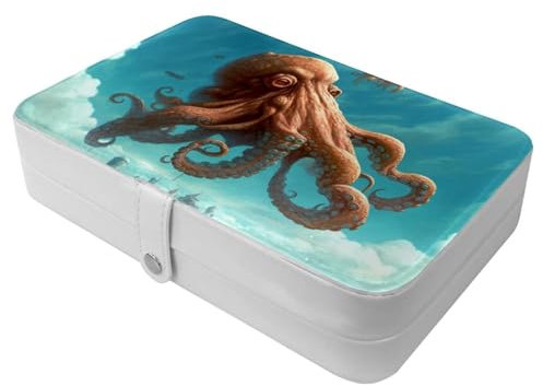 Starry Octopus-1334 Reise-Schmuckschatulle – Ihre tragbare Schatztruhe für Ringe, Ohrringe, Halsketten. Tolles Geschenk für Frauen, die gerne reisen, große Organizer-Hülle, 1 Packung