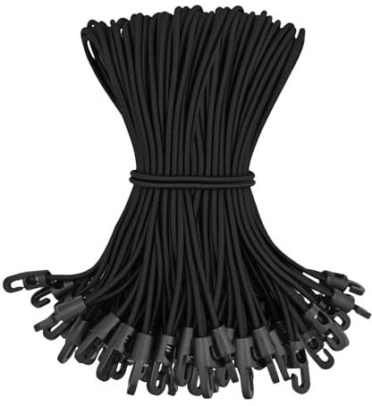 Spanngummi mit Haken 50 Stück - Expander mit Haken 25 cm, Multifunktional Planenspanner Gummispanner mit Haken für Camping Planen, Anhängerplane (Schwarz)