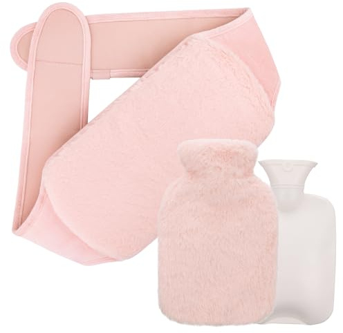 Starvortex Hot Water Bottles Adults Kids, 1 Litre Hot Water Bottle, Comfortable Wearable Hand Warmer, Wrap Around Hot Water Bag Bottle for Back Leg Neck Knee (Pink)