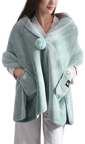 tuwiwol Flannel Cape Poncho Blanket For Women Wrap Yourself In Warmth And Elegance Wearable Blanket Polyester Soft Fleece Button Bed Jacket With Pockets