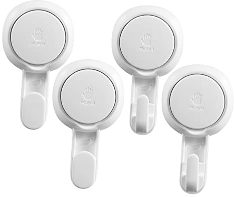 Amosfun 4pièces Crochets Ventouse Puissants Crochets De Douche Traceless Fixation Murale Sèche Sans Perçage Pour Serviettes Et Accessoires De Salle De Bain