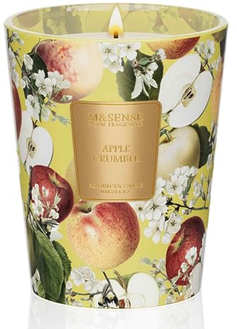 M&SENSE Candele Profumate in Cera di Soia Sgranocchio di Mele |400 g, Fino a 75 Ore, Dolce Aroma Fruttato, Ideale per Cucine Autunnali & Feste di Natale