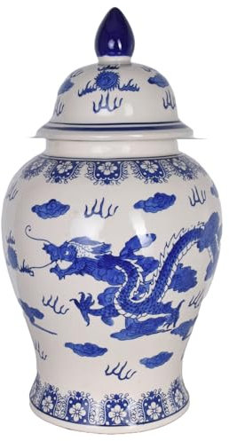 Palazzo Pin001 - Jarrón con tapa (porcelana, 50 cm), diseño de ánfora, color azul