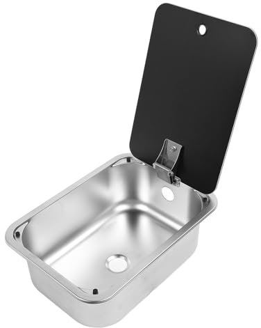 Kleines Barwaschbecken aus Edelstahl mit Deckel aus Gehärtetem Glas für Wohnmobil, Wohnwagen, Boot