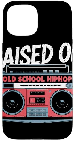 RAISED ON OLD SCHOOL HIPHOP Boombox Années 80 Musique Rap Coque pour iPhone 15