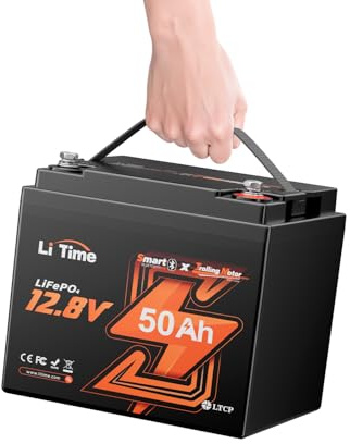 Litime Batería Lifepo4 12V 50Ah con Bluetooth, 50A BMS y Protección Baja Temperatura, 4000+ Ciclos, 10 Años de Vida, Batería Litio 12V para Trolling Motores, Barco, Caravana, Energía Respaldo