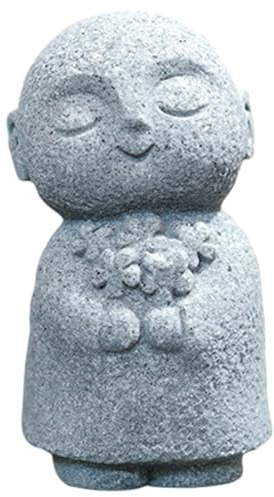 AZIDWERYQ Buddha-Statue für den Innenbereich, betender Jizo-Mönch, kleine Buddha-Statue mit Blumen, Zen-Schreibtischdekoration für das Heimbüro, japanische Gartendekoration