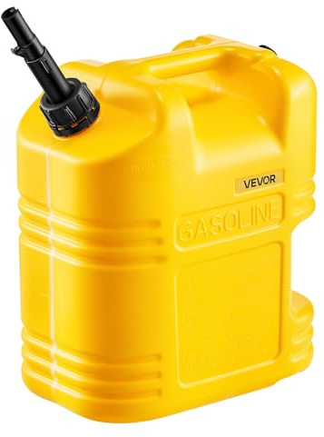 VEVOR Bidón de Gasolina 19 L, Tanque de Combustible de HDPE y PP, con Pico y Escala, Caudal Máximo de 15 L/min, a Prueba de Fugas, para la Mayoría de Autos, Motocicletas, ATV, UTV, Amarillo, 1 Pieza