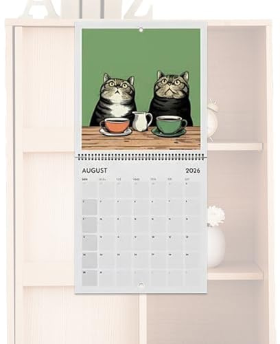 Månatlig väggkalender | Humoristisk med illustrationer - Temaprydnad, året vägg månadskalender - för sovrum matsal vardagsrum sovsal lägenhet barn studenter djurälskare lärare