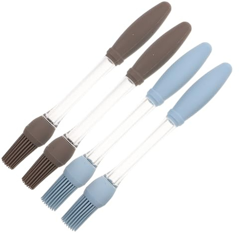 Didiseaon Lot de 4 Pinceaux Cuisine à Badigeonner en Silicone Résistant à la Chaleur Poignée Antidérapante Couleurs Bleu et Gris pour Barbecue Pâtisserie et Cuisson Accessoires