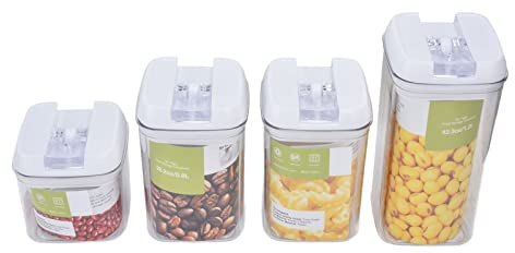 ANKROYU Contenitori per alimenti da da 4 pezzi Barattoli per alimenti trasparenti ermetici Contenitori in plastica gratuiti per farina Zucchero Riso Pasta Dispensa Organizzazione
