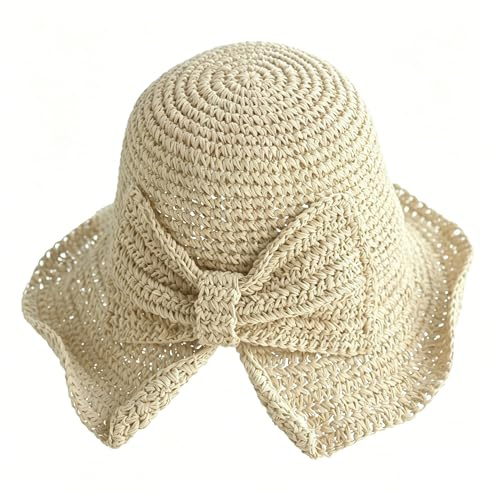 KXF Chapeau de paille pour femme - Large bord - Pliable - Pour l'été et l'extérieur - Protection UV - Pour les voyages et les vacances