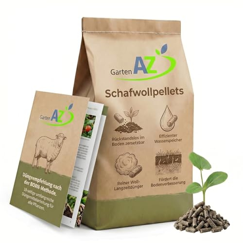 Schafwollpellets – Schafwolle als Langzeitdünger - 8kg | Inkl. Dünge-Guide, Schafwolldünger & Naturdünger, Bodenaktivator & Universaldünger, Wasserspeicher für Garten