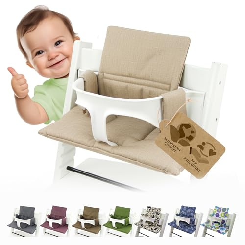 BAMBINIWELT Ersatzbezug Bezug Sitzkissen Kissen-Set Sitzverkleinerer kompatibel mit STOKKE Tripp Trapp für Hochstuhl-Kinderstuhl DESIGN (meliert beige)