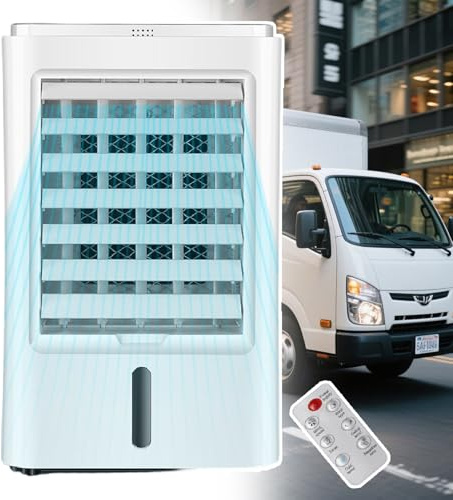 pedenencelia Aire Acondicionado 4 En 1 para Caravana/Enfriador De Aire Evaporativo Portátil para Coche con Control Remoto, Miniventilador para Caravana con 3 Velocidades,para Caravana Y Furgoneta 12v