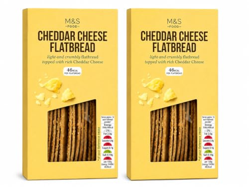 M&S Cheddar Cheese Flatbread Crackers 140g x2 Cheese Board Snack Pack of 2