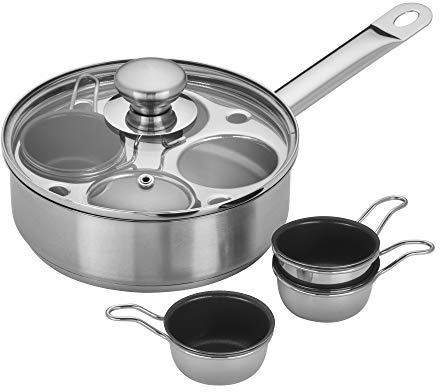 Demeyere Resto 18/10 Stainless Steel Stovetop Egg Poacher Set, 4 Removable Cups, Induction Compatible, Dishwasher Safe