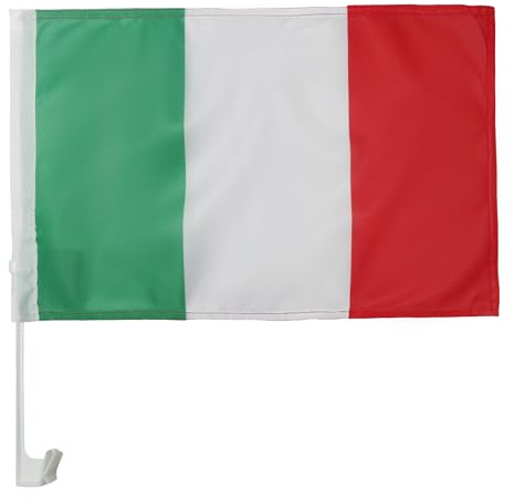 AZ FLAG Autofahne Italien 45x30 cm Italienische Mesh-Polyester Saugnapf | Für außen Autoflagge Italia genähte wetterfeste Ausführung mit Kunststoffstab