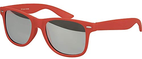 Balinco Solglasögon UV400 CAT 3 CE Gummi - med fjädergångjärn för män & kvinnor (mörkröd - silver speglad)