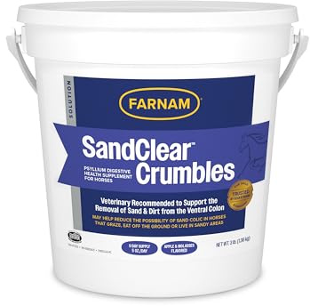 Farnam SandClear Psyllium Crumbles Supplement for Horses, Helps Remove Sand from Colon & Supports Digestive Health, Apple/Molasses Flavor, 3 lbs.