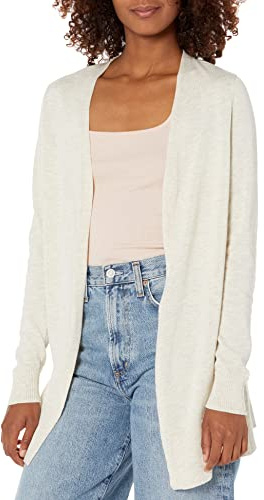 Amazon Essentials Women's Lightweight Long Sleeve Open-Front Cardigan Sweater (Available in Plus Size), Oatmeal Heather, X-Large