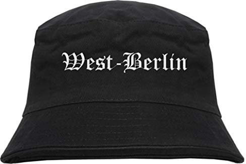 HB_Druck West-Berlin Fischerhut - Bucket Hat - Bestickt - Anglerhut Hut Schwarz L/XL