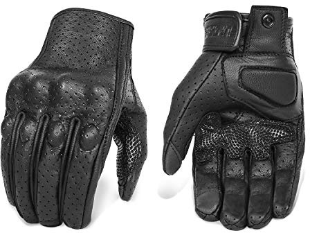 Superbike Updated Breathable Leather Motorcycle Gloves with Knuckle Armored Motorbike Gloves for Men (Updated,Perforated, XL)