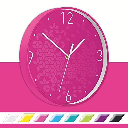 Leitz Wow Orologio da Parete al Quarzo, Adatto per Ufficio, Cucina, Soggiorno e Bagno, 29 cm, Fucsia