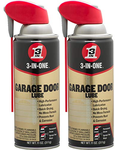 3-IN-ONE Professional Garage Door Lubricant with Smart Straw Sprays 2 Ways, 11 OZ Twin Pack, 100584, Clear
