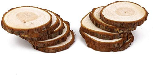 Perlin Lot de 10 rondelles en bois naturel pour bricoleurs, 5 à 6,5 cm de diamètre