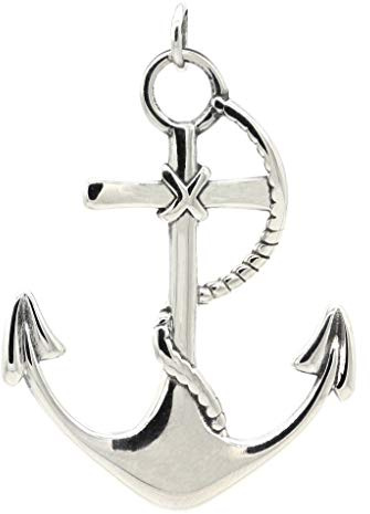 NaturSchatulle Edelstahl Anker Anhänger Silber 4x3cm Kettenanhänger Schmuck Herren Ketten Zubehör Basteln Schmuckherstellung