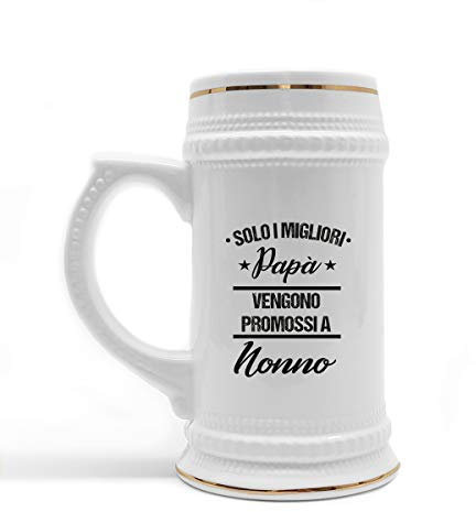 Boccale Birra in Ceramica Festa dei Nonni Solo i migliori Papà vengono promossi a Nonno Boccale di Birra Personalizzato Regalo Divertente Nonno Idea Regalo Nonno
