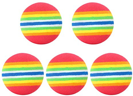 CUSROS Lot de 5 balles rebondissantes en mousse EVA pour chat Motif rayures arc-en-ciel Multicolore