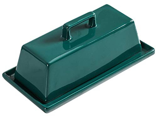 Sizikato Mantequera de porcelana con tapa, verde puro, 7.5 pulgadas