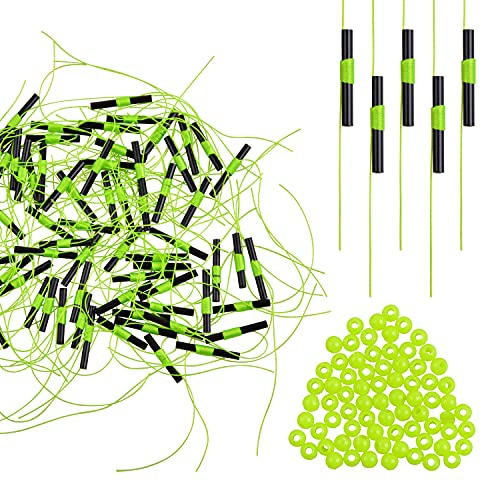 100stk Angeln Posen Stopper Fadenstopper mit Perlen Angeln Schnurstopper Spirolino Posen, Forellenangeln, Angeln auf Forelle Fadenstopper Posenstopper Angelgerät