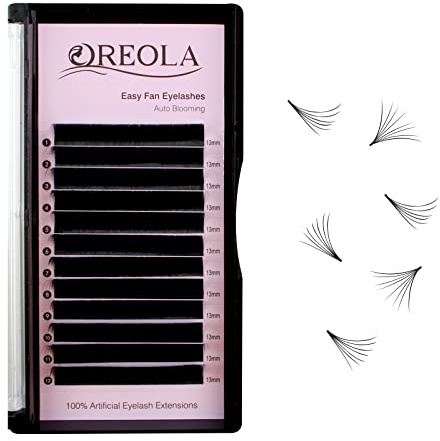 Oreola Cils Easy Fan 0.07 C Curl 13mm, 1 Seconde Floraison Rapide Cils Artificiels Simple Fan Lashes Silk Lashes pour Usage Professionnel, Formation Cils pour Extensions de Cils
